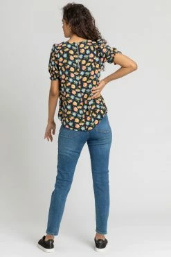 Roman Black Floral Puff Sleeve Zip Detail Top 9 Roman Black Floral Puff Sleeve Zip Detail Top -Roman Sales Shop unnamed file 10002