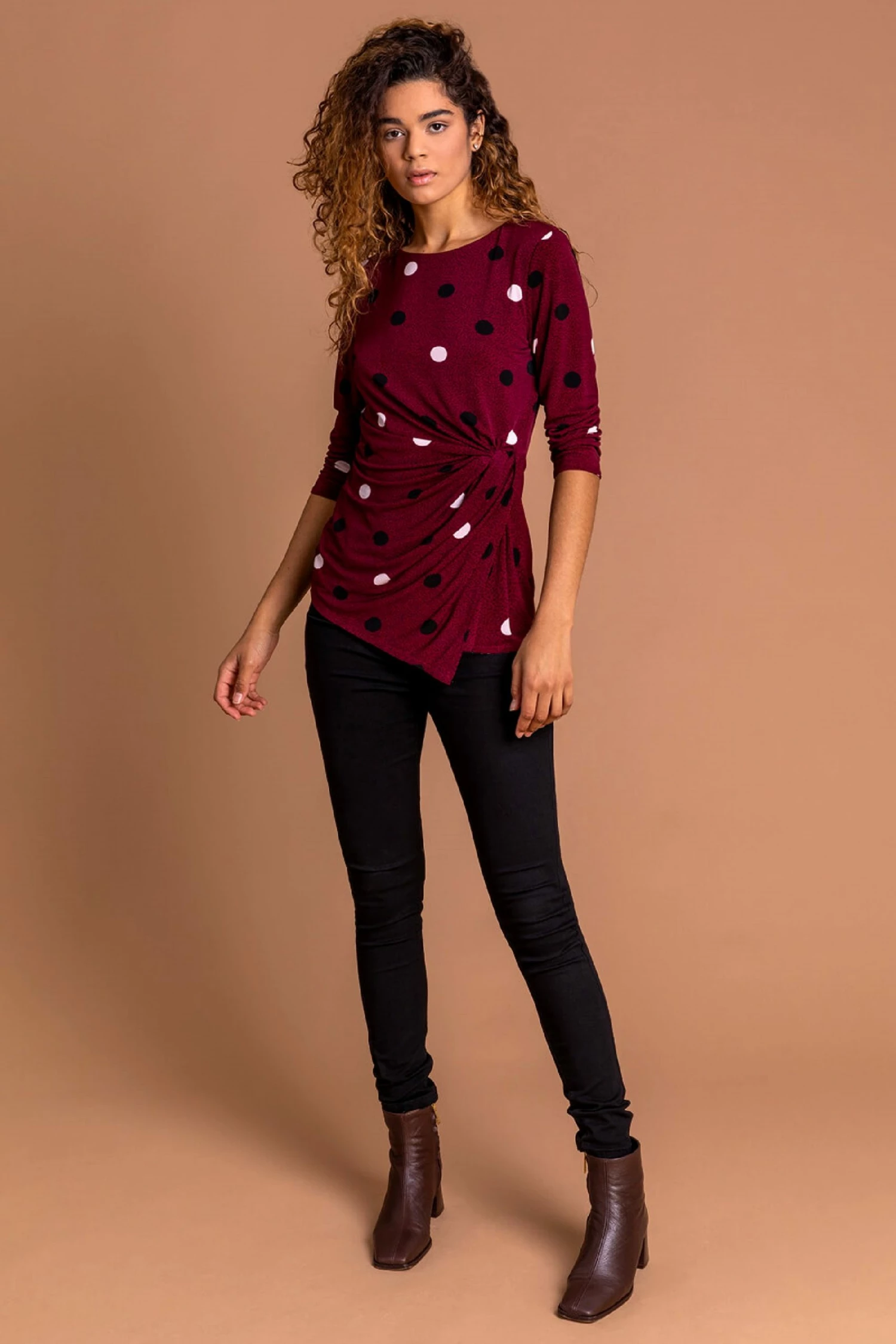 Roman Red Spot Print Ruched Side Top 5 Roman Red Spot Print Ruched Side Top - Image 3