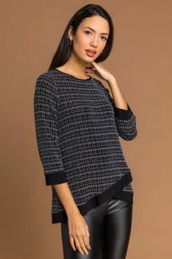 Roman Silver Shimmer Check Asymmetric Top