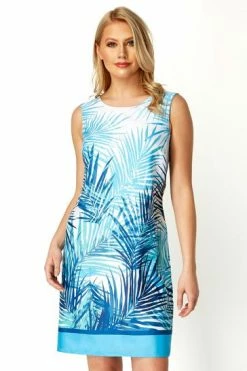 Roman Blue Palm Print Shift Dress 9 Roman Blue Palm Print Shift Dress -Roman Sales Shop unnamed file 1002