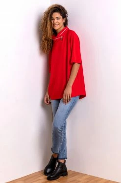 Roman Red Zip Detail Ribbed Cowl Neck Top 9 Roman Red Zip Detail Ribbed Cowl Neck Top -Roman Sales Shop unnamed file 10030