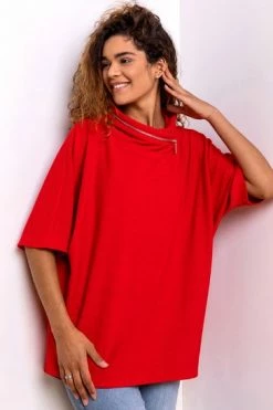 Roman Red Zip Detail Ribbed Cowl Neck Top 11 Roman Red Zip Detail Ribbed Cowl Neck Top -Roman Sales Shop unnamed file 10032