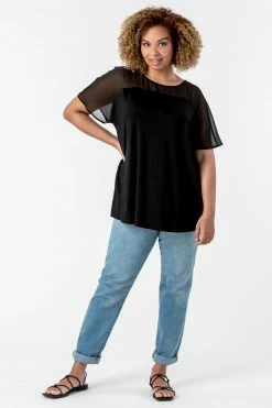 Roman Black Curve Mesh Yoke Jersey Top -Roman Sales Shop unnamed file 10040