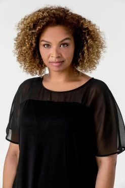 Roman Black Curve Mesh Yoke Jersey Top -Roman Sales Shop unnamed file 10041