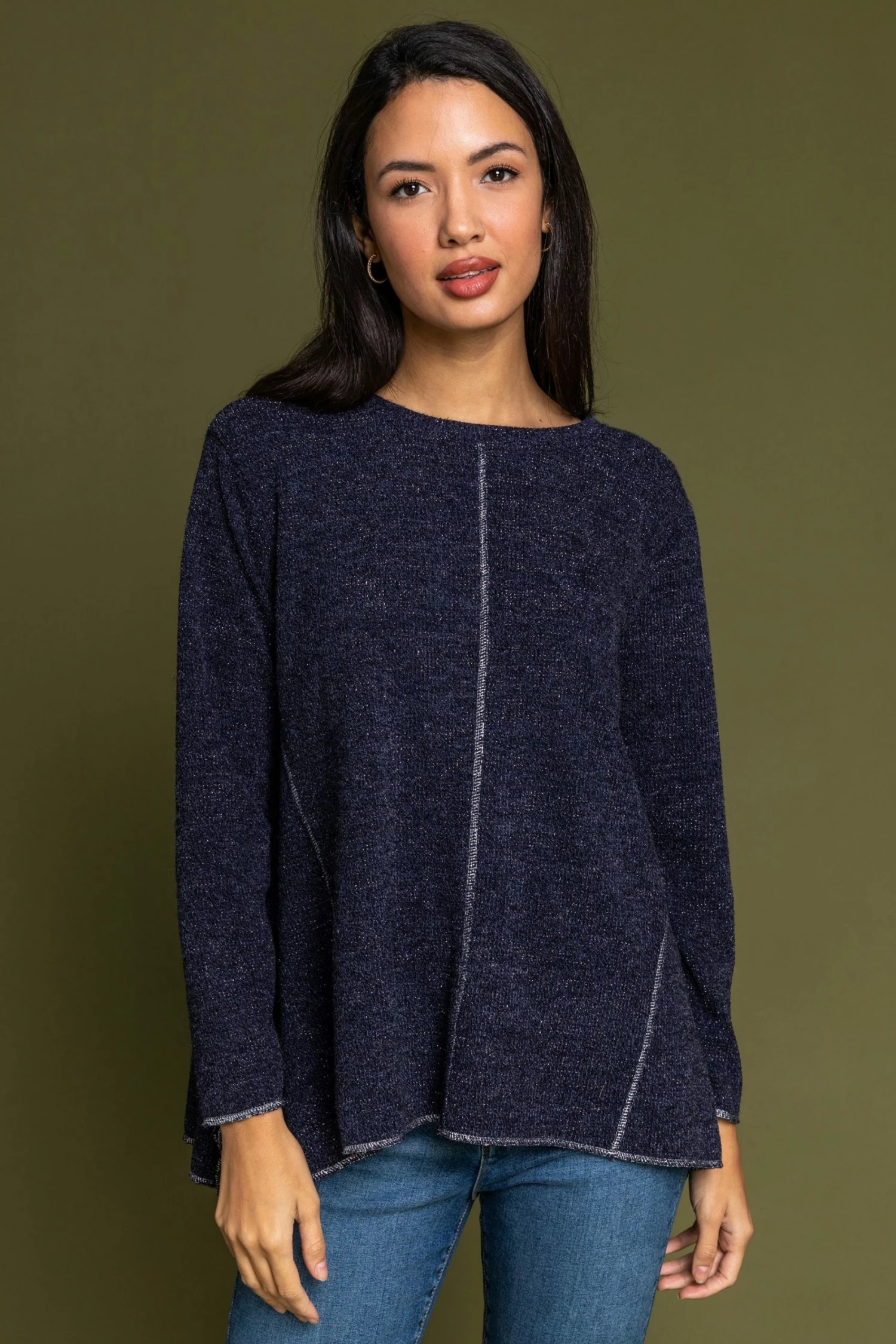 Roman Blue Sparkle Stripe Swing Top 3 Roman Blue Sparkle Stripe Swing Top