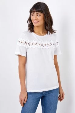 Roman White Lace Detail Jersey T-Shirt