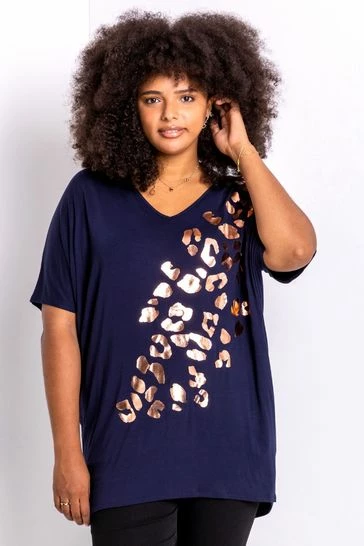 Roman Grey Curve Embellished Animal Print T-Shirt 8 Roman Grey Curve Embellished Animal Print T-Shirt - Image 6