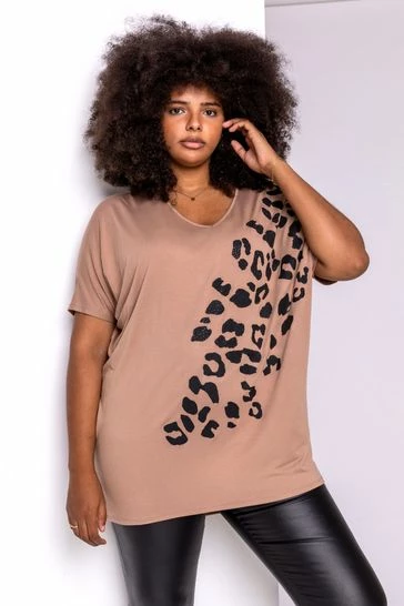 Roman Grey Curve Embellished Animal Print T-Shirt 9 Roman Grey Curve Embellished Animal Print T-Shirt - Image 7