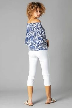 Roman Blue Palm Leaf Print Bardot Top 9 Roman Blue Palm Leaf Print Bardot Top -Roman Sales Shop unnamed file 10077