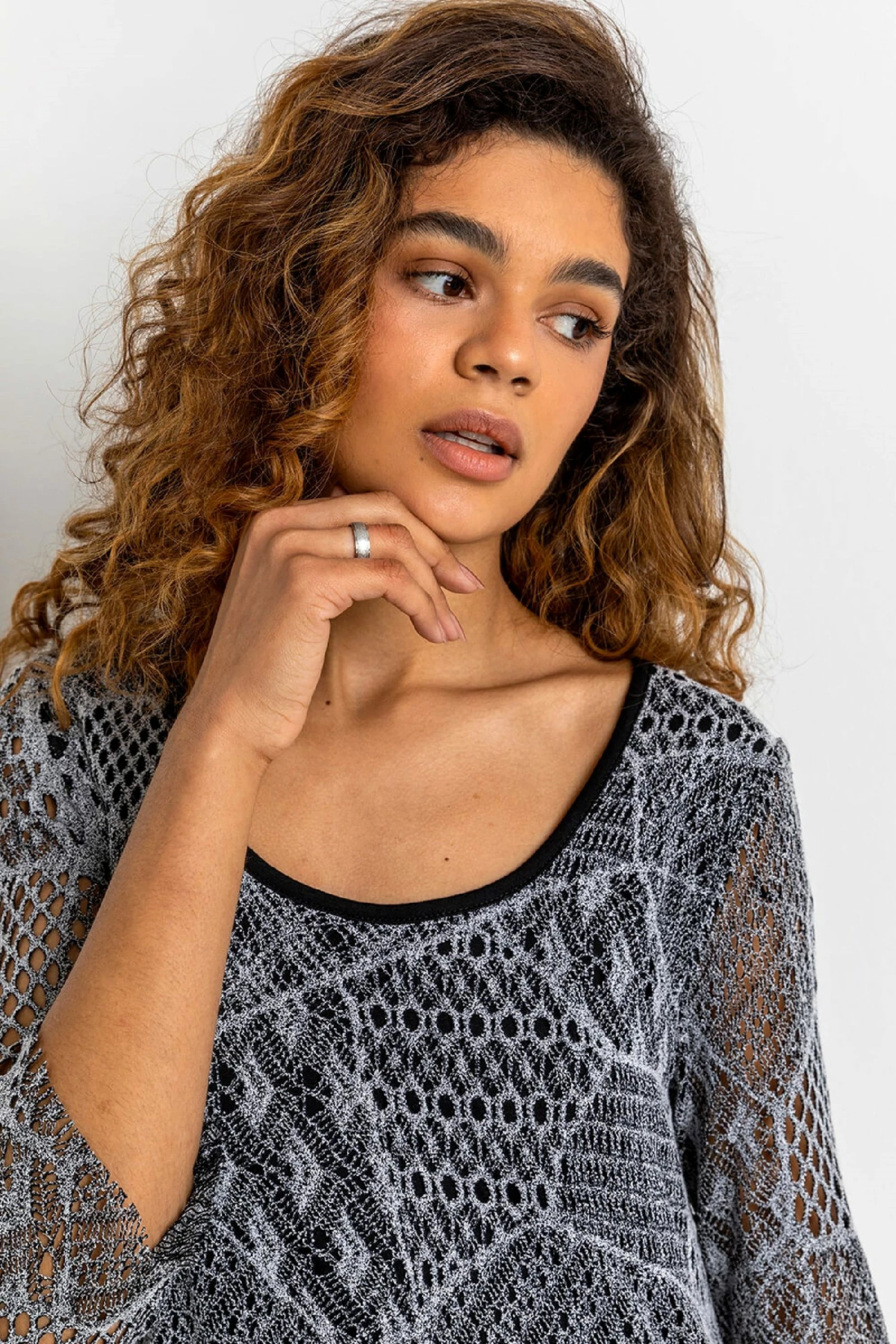 Roman Black Lace Overlay Hanky Hem Top 8 Roman Black Lace Overlay Hanky Hem Top - Image 6