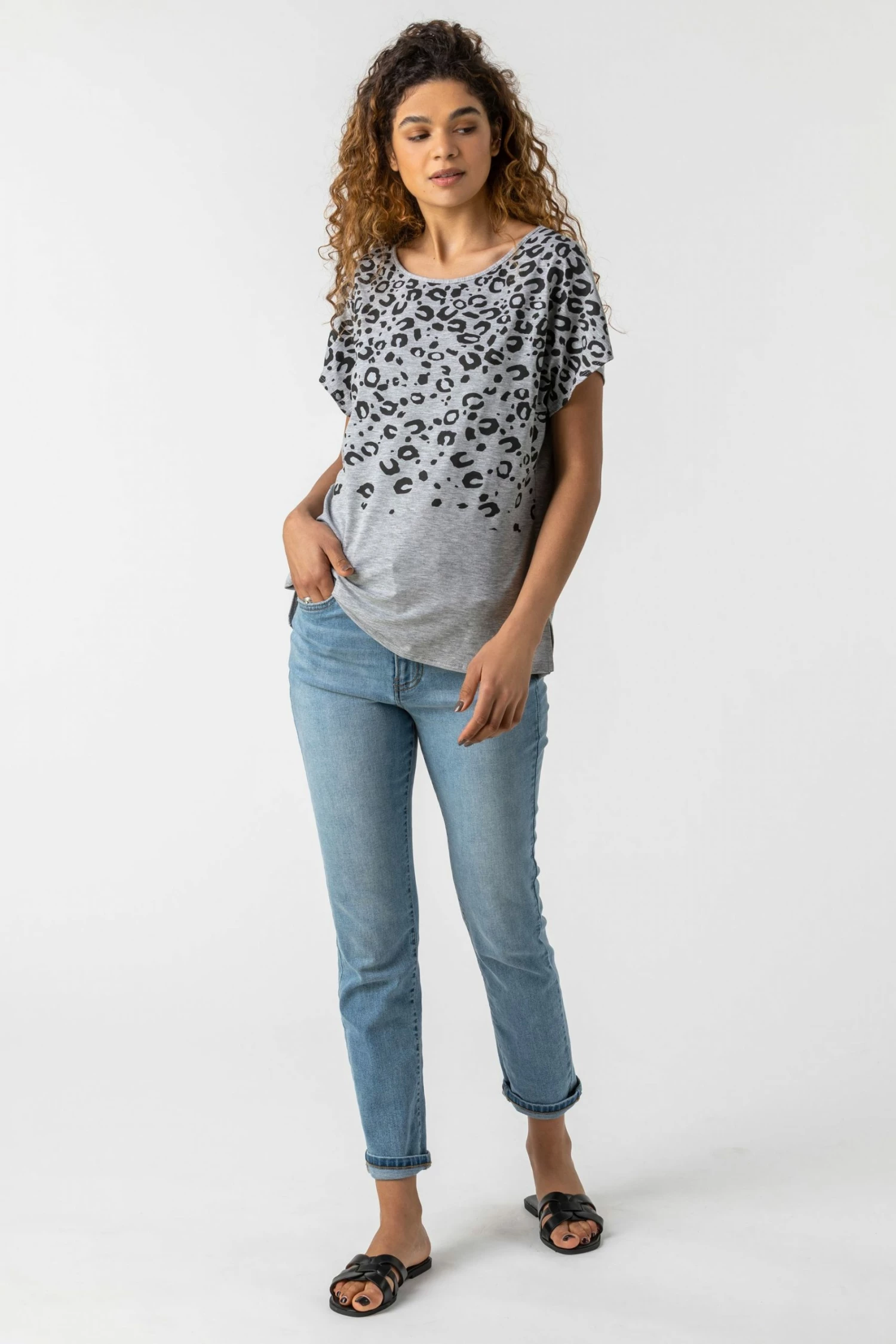 Roman Grey Embellished Animal Print Top 5 Roman Grey Embellished Animal Print Top - Image 3