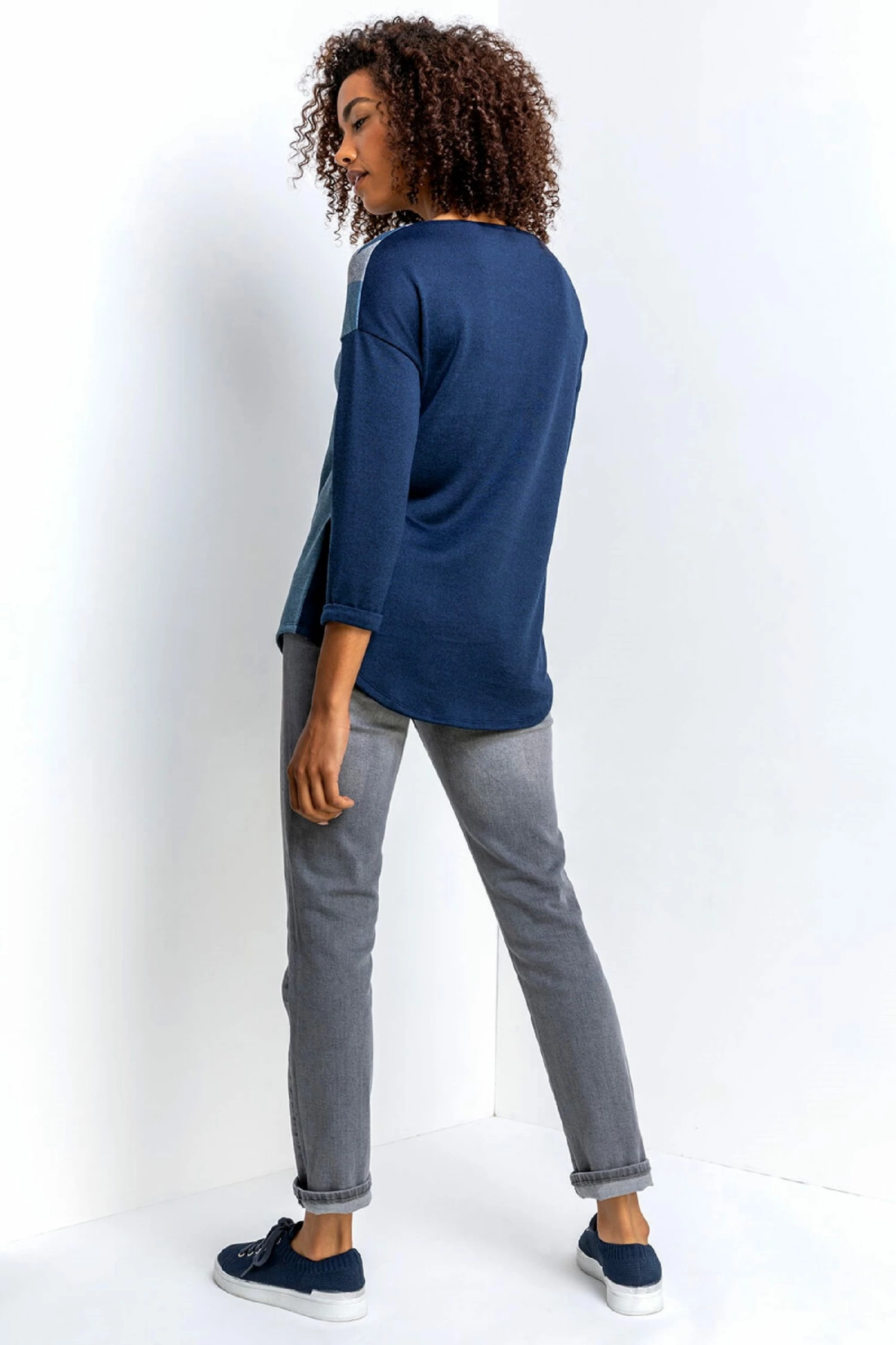 Roman Blue Abstract Print Jersey Top 4 Roman Blue Abstract Print Jersey Top - Image 2