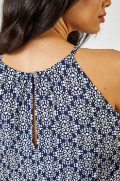 Roman Blue Geo Print Halterneck Maxi Dress 12 Roman Blue Geo Print Halterneck Maxi Dress -Roman Sales Shop unnamed file 1012