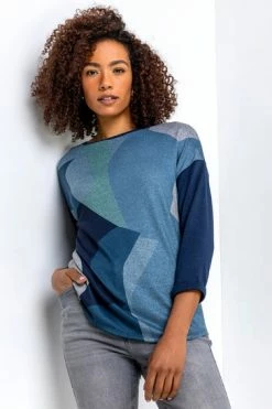 Roman Blue Abstract Print Jersey Top 11 Roman Blue Abstract Print Jersey Top -Roman Sales Shop unnamed file 10120