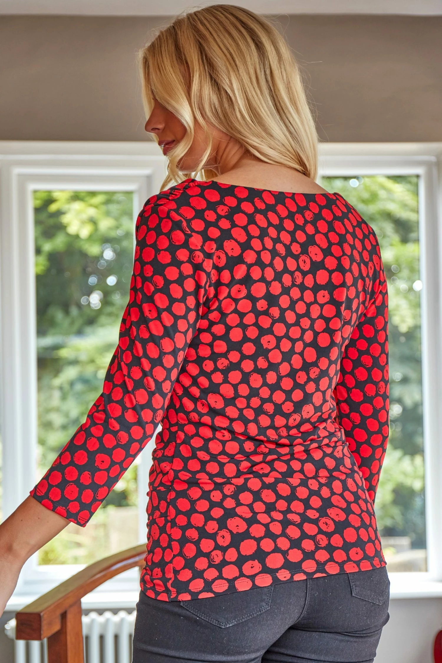 Roman Red Spot Print Cowl Neck Top 4 Roman Red Spot Print Cowl Neck Top - Image 2