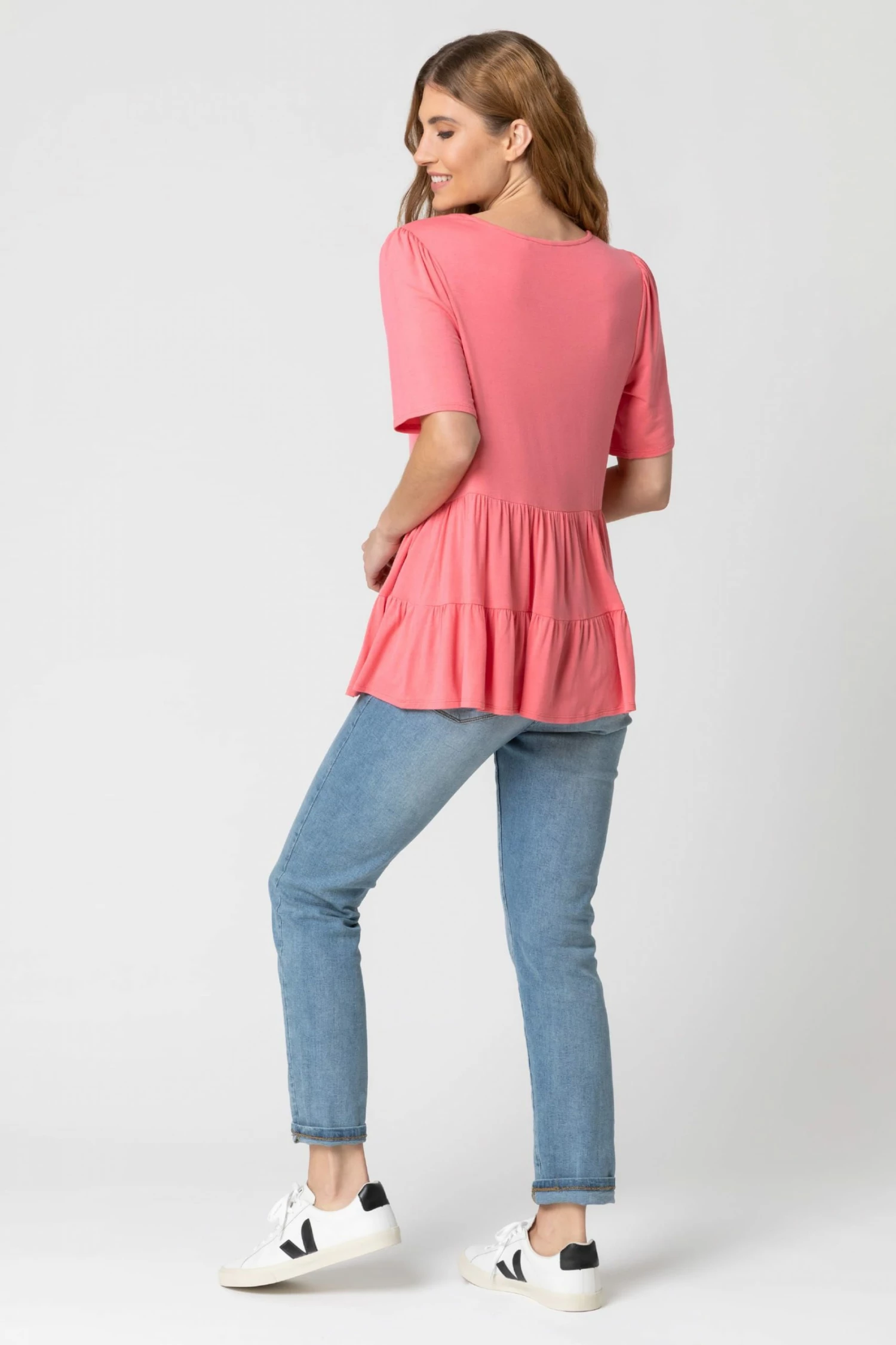 Roman Orange Peplum Hem Tiered Smock Top 4 Roman Orange Peplum Hem Tiered Smock Top - Image 2