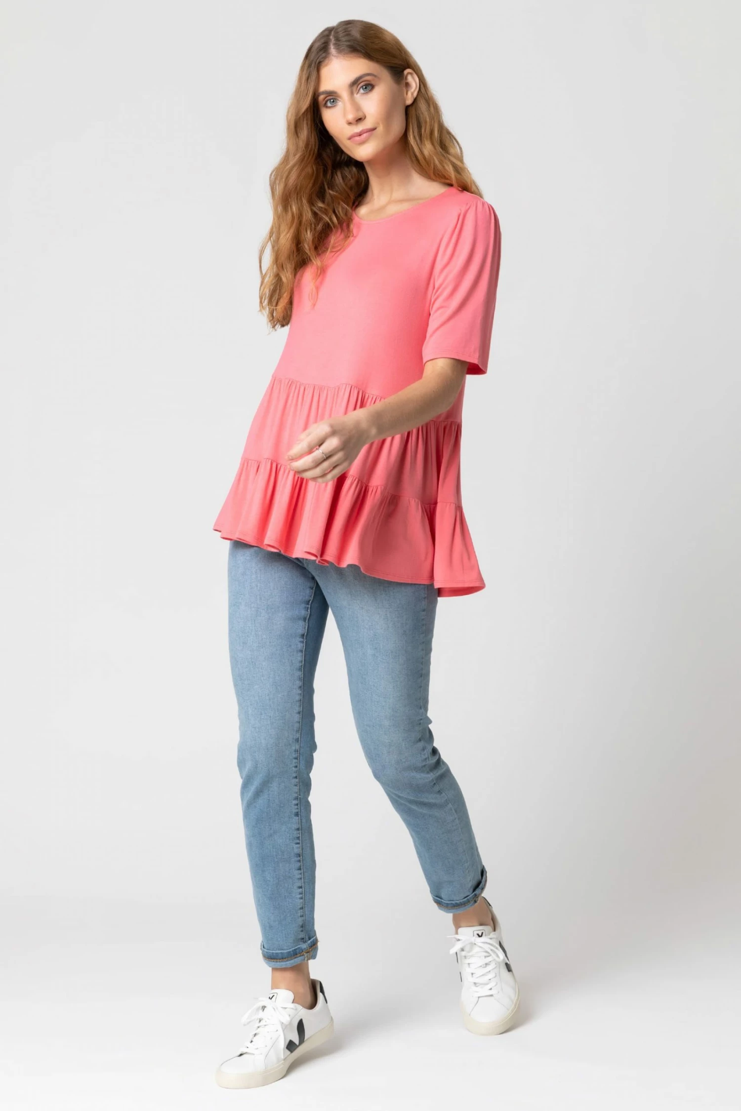 Roman Orange Peplum Hem Tiered Smock Top 5 Roman Orange Peplum Hem Tiered Smock Top - Image 3