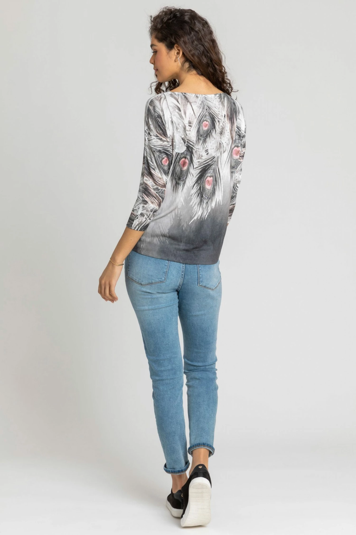 Roman Grey Feather Border Print Top 4 Roman Grey Feather Border Print Top - Image 2