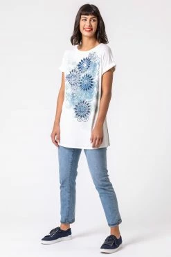 Roman Blue Paisley Print Embellished T-Shirt 9 Roman Blue Paisley Print Embellished T-Shirt -Roman Sales Shop unnamed file 10145