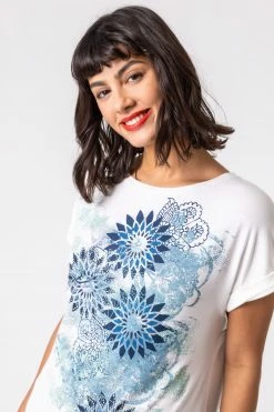 Roman Blue Paisley Print Embellished T-Shirt 10 Roman Blue Paisley Print Embellished T-Shirt -Roman Sales Shop unnamed file 10146