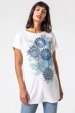 Roman Blue Paisley Print Embellished T-Shirt 11 Roman Blue Paisley Print Embellished T-Shirt -Roman Sales Shop unnamed file 10147