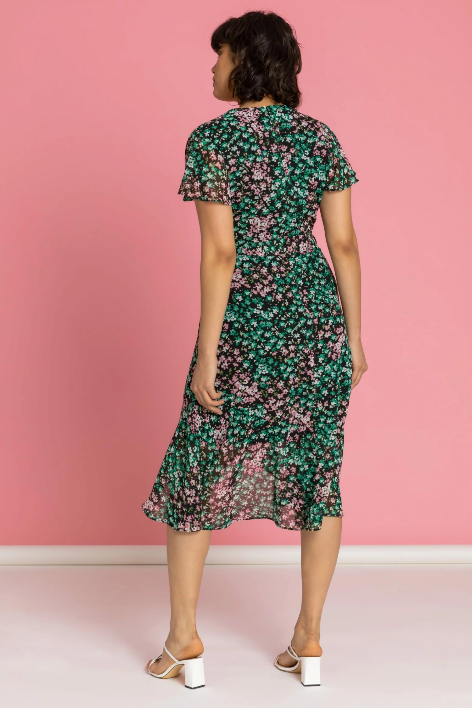 Roman Green Ditsy Floral Wrap Midi Dress 4 Roman Green Ditsy Floral Wrap Midi Dress - Image 2