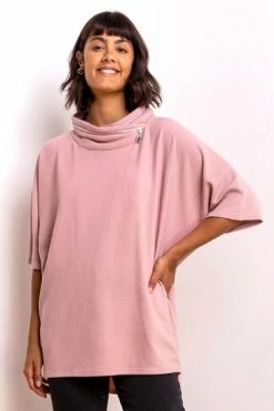 Roman Pink Zip Detail Ribbed Cowl Neck Top 11 Roman Pink Zip Detail Ribbed Cowl Neck Top -Roman Sales Shop unnamed file 10152