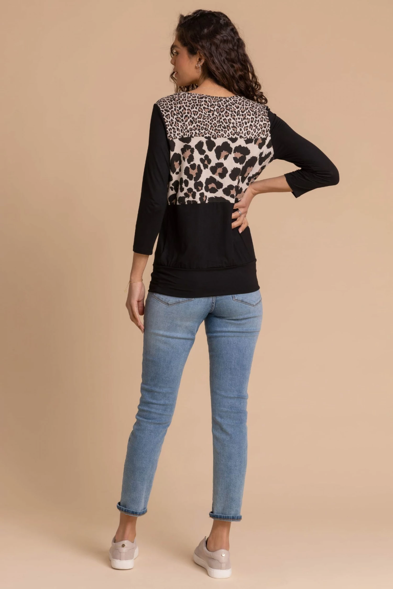 Roman Black Contrast Animal Print Blouson Top 4 Roman Black Contrast Animal Print Blouson Top - Image 2