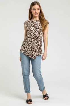 Roman Brown Petite Animal Print Crossover Top 9 Roman Brown Petite Animal Print Crossover Top -Roman Sales Shop unnamed file 10165
