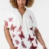 Roman White Curve Butterfly Print Zip Front T-Shirt 2 Roman White Curve Butterfly Print Zip Front T-Shirt -Roman Sales Shop unnamed file 10168