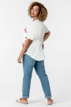 Roman White Curve Butterfly Print Zip Front T-Shirt 8 Roman White Curve Butterfly Print Zip Front T-Shirt -Roman Sales Shop unnamed file 10169