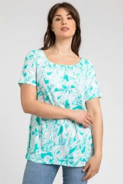 Roman Green Curve Leaf Print Swing Top 11 Roman Green Curve Leaf Print Swing Top -Roman Sales Shop unnamed file 10177