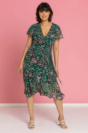 Roman Green Ditsy Floral Wrap Midi Dress 7 Roman Green Ditsy Floral Wrap Midi Dress - Image 5