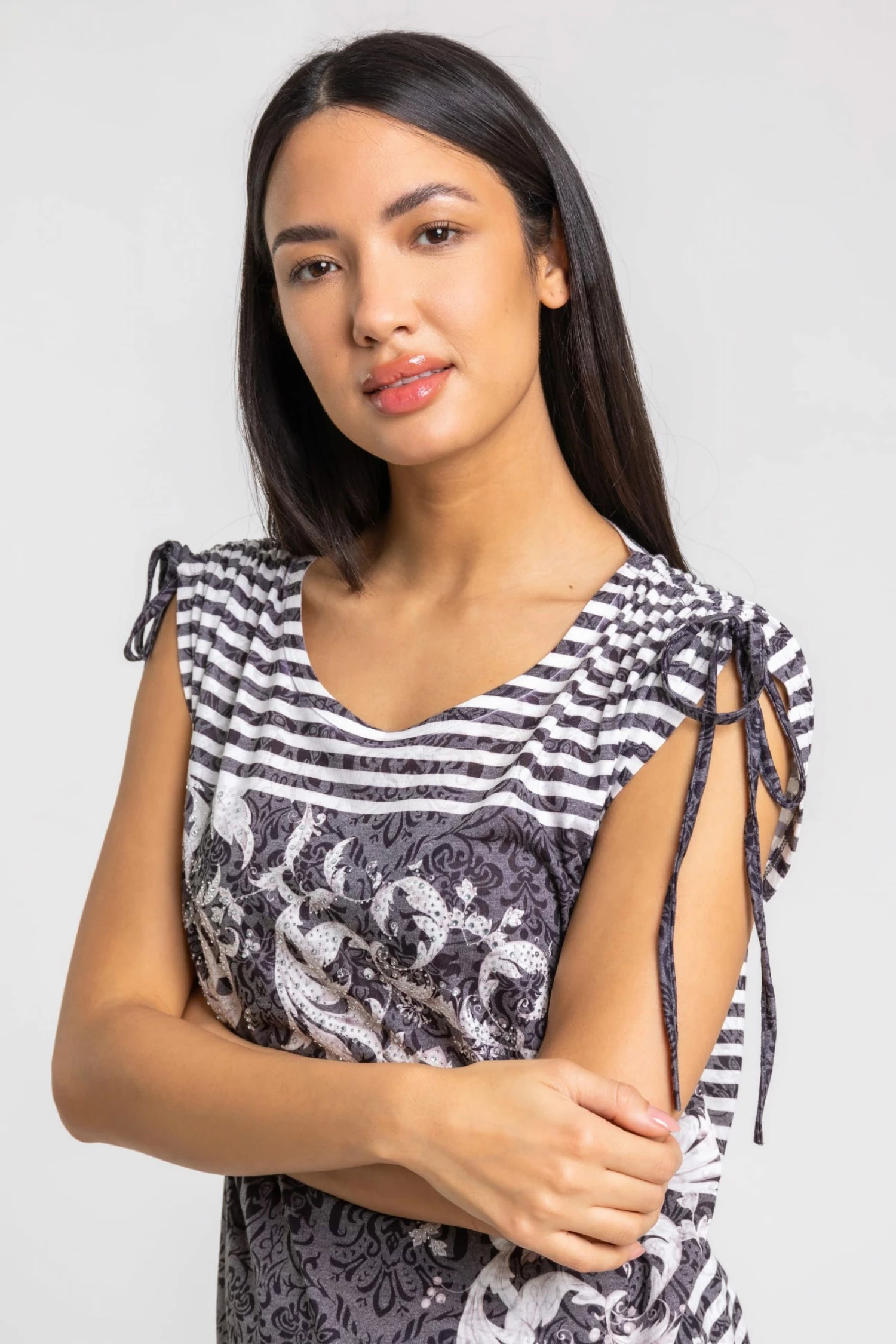 Roman Purple Stripe Baroque Embellished T-Shirt 6 Roman Purple Stripe Baroque Embellished T-Shirt - Image 4