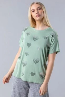 Roman Green Embellished Heart Lounge Top -Roman Sales Shop unnamed file 10209