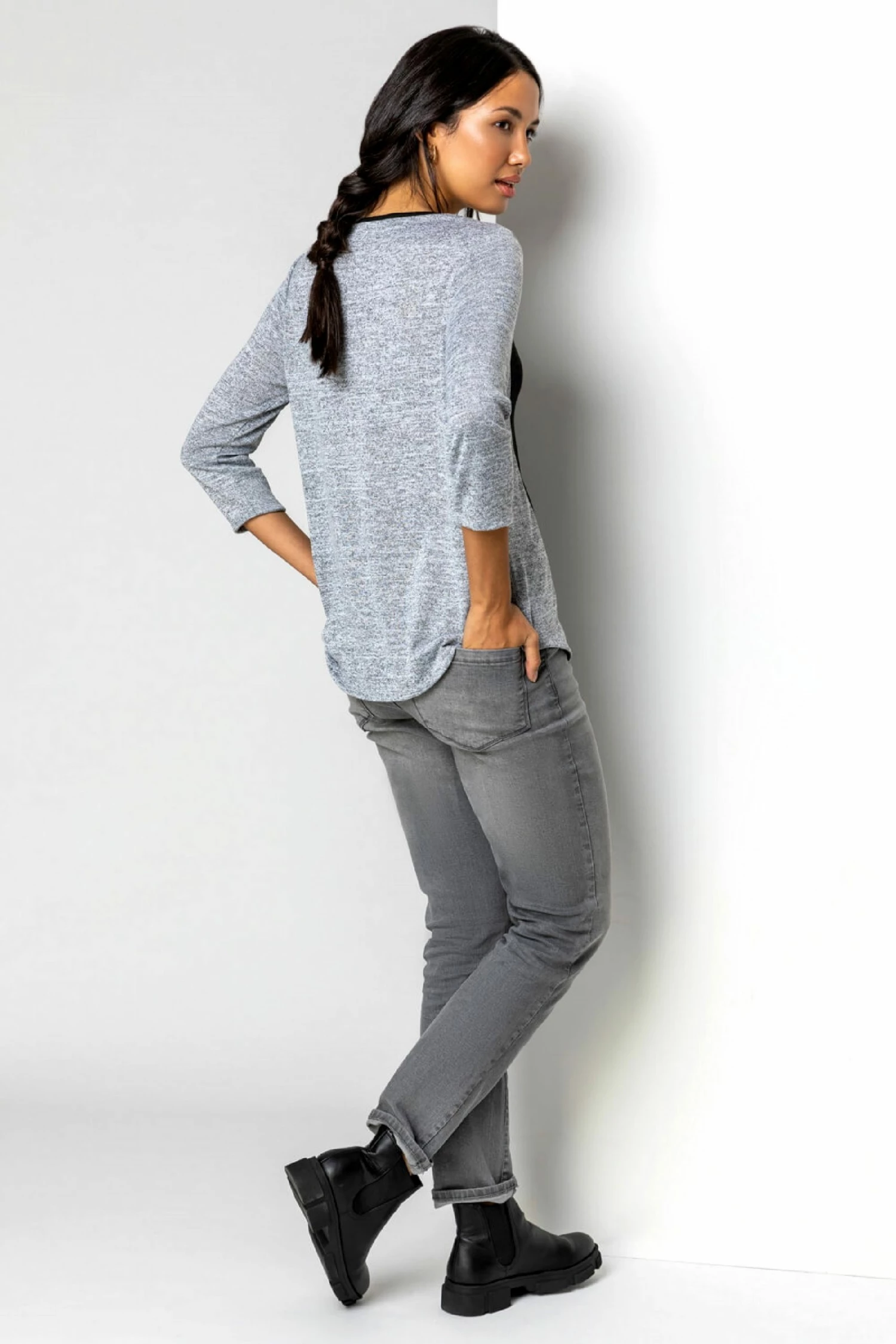 Roman Blue Abstract Print Colourblock Top 4 Roman Blue Abstract Print Colourblock Top - Image 2