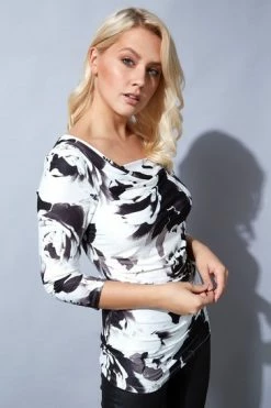 Roman White Floral Print Cowl Neck Top -Roman Sales Shop unnamed file 10224