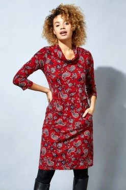 Roman Red Paisley Print Cowl Neck Dress 11 Roman Red Paisley Print Cowl Neck Dress -Roman Sales Shop unnamed file 1023