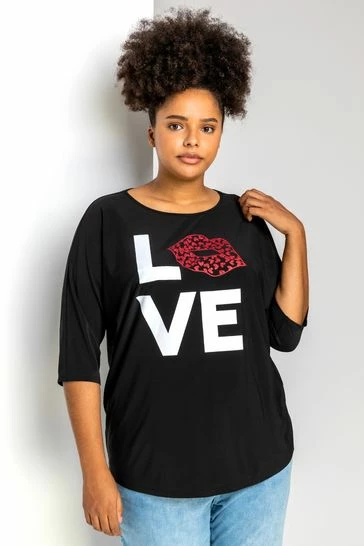Roman Black Curve Love Print Jersey T-Shirt 7 Roman Black Curve Love Print Jersey T-Shirt - Image 5