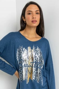 Roman Blue Foil Print Beautiful Lounge Top 8 Roman Blue Foil Print Beautiful Lounge Top -Roman Sales Shop unnamed file 10246