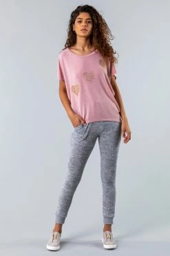 Roman Pink Foil Heart Print Lounge T-Shirt 9 Roman Pink Foil Heart Print Lounge T-Shirt -Roman Sales Shop unnamed file 10252