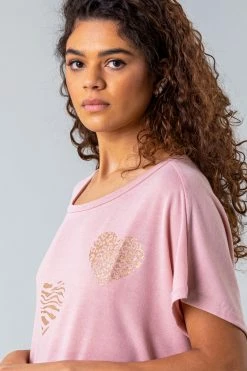 Roman Pink Foil Heart Print Lounge T-Shirt 10 Roman Pink Foil Heart Print Lounge T-Shirt -Roman Sales Shop unnamed file 10253