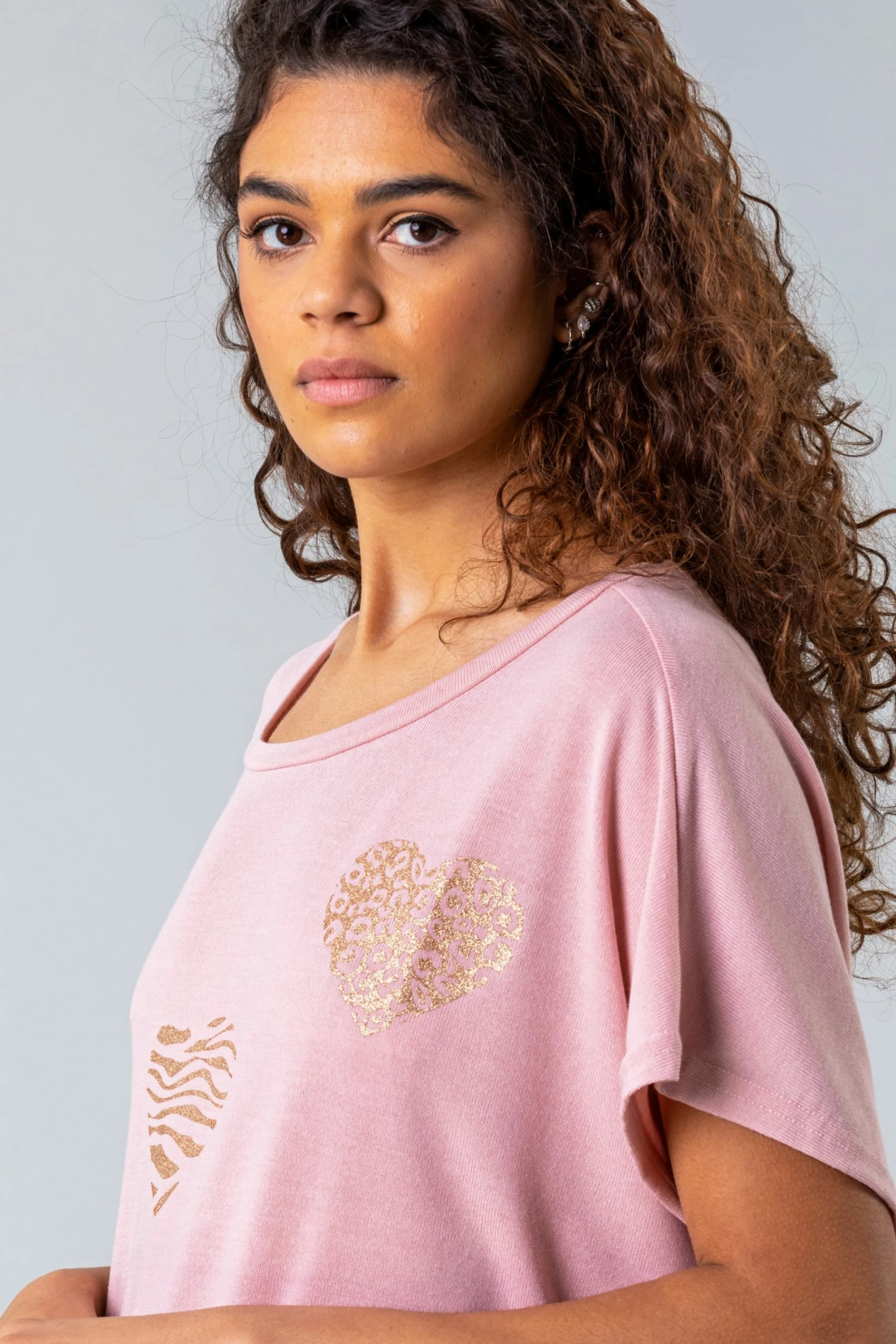 Roman Pink Foil Heart Print Lounge T-Shirt 6 Roman Pink Foil Heart Print Lounge T-Shirt - Image 4