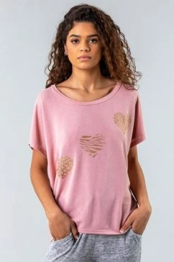 Roman Pink Foil Heart Print Lounge T-Shirt 11 Roman Pink Foil Heart Print Lounge T-Shirt -Roman Sales Shop unnamed file 10254
