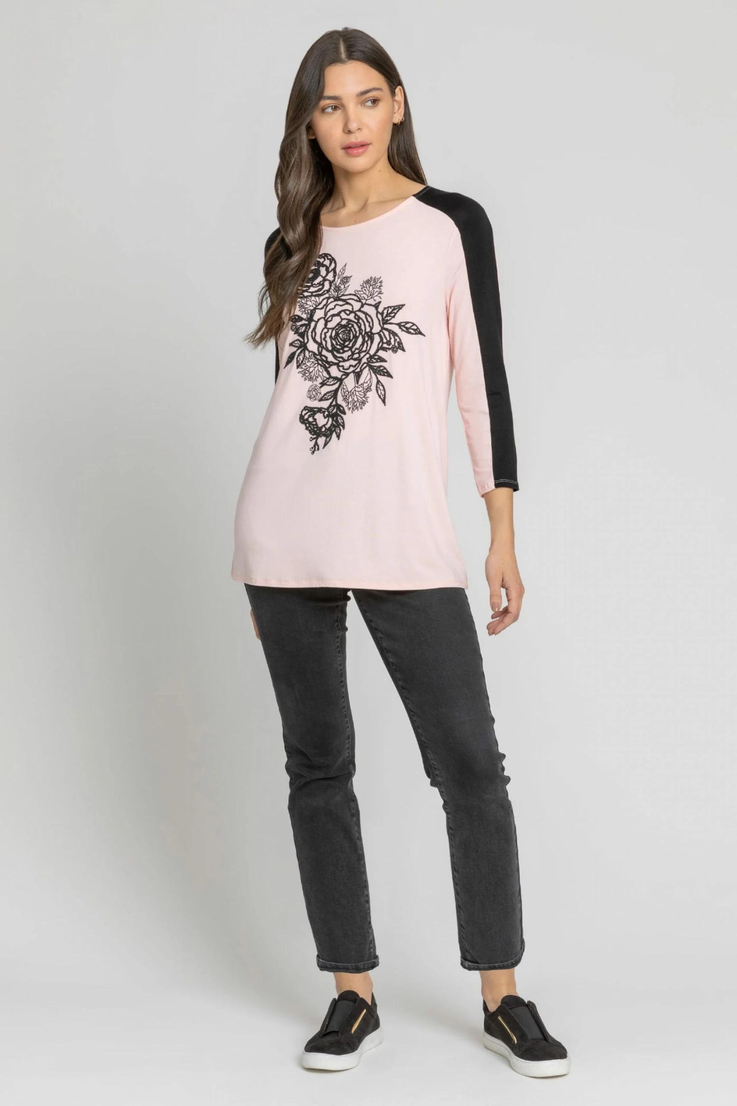 Roman Pink Floral Embellished Contrast Print Top 5 Roman Pink Floral Embellished Contrast Print Top - Image 3