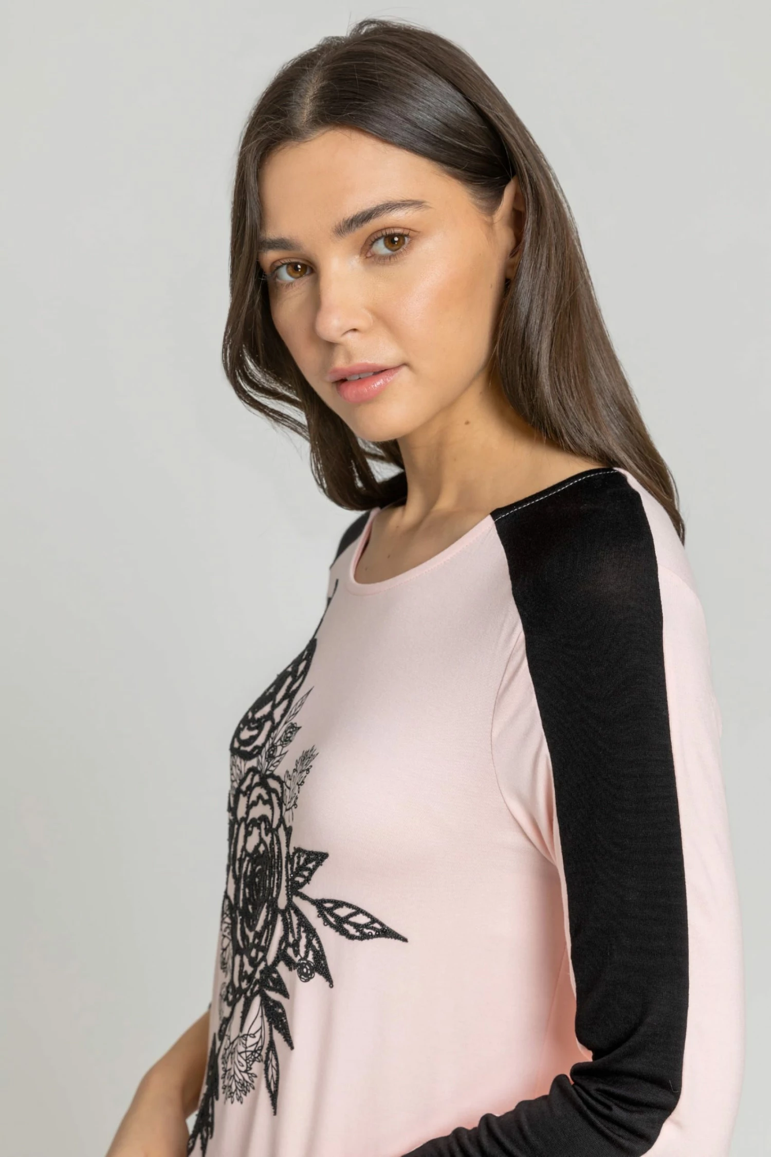 Roman Pink Floral Embellished Contrast Print Top 6 Roman Pink Floral Embellished Contrast Print Top - Image 4