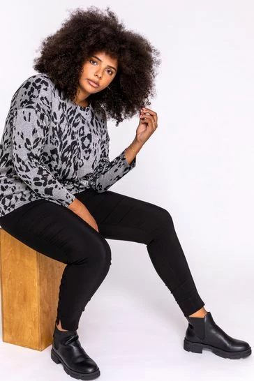 Roman Grey Curve Animal Print Jersey Top 7 Roman Grey Curve Animal Print Jersey Top - Image 5