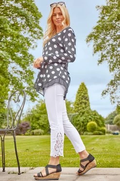 Roman White Lace Insert Crop Stretch Trousers 9 Roman White Lace Insert Crop Stretch Trousers -Roman Sales Shop unnamed file 10304