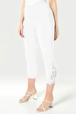 Roman White Lace Insert Crop Stretch Trousers 11 Roman White Lace Insert Crop Stretch Trousers -Roman Sales Shop unnamed file 10306