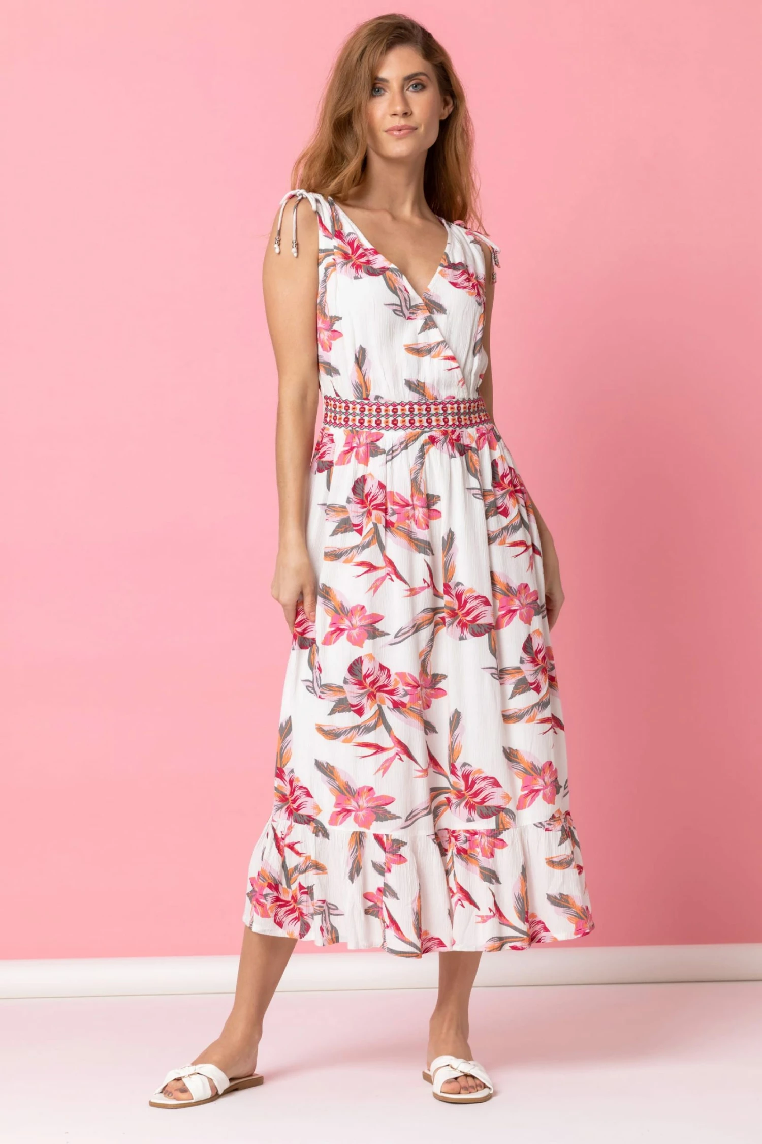 Roman White Floral Embroidered Detail Dress 5 Roman White Floral Embroidered Detail Dress - Image 3